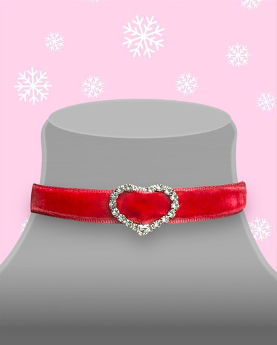 Crazy in Love - Rhinestone Heart Red Choker | SELLYSWEET