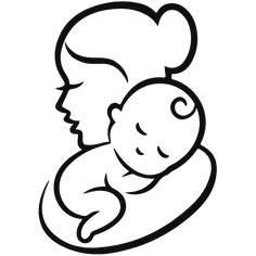 Desenho de uma mãe segurando um filho.