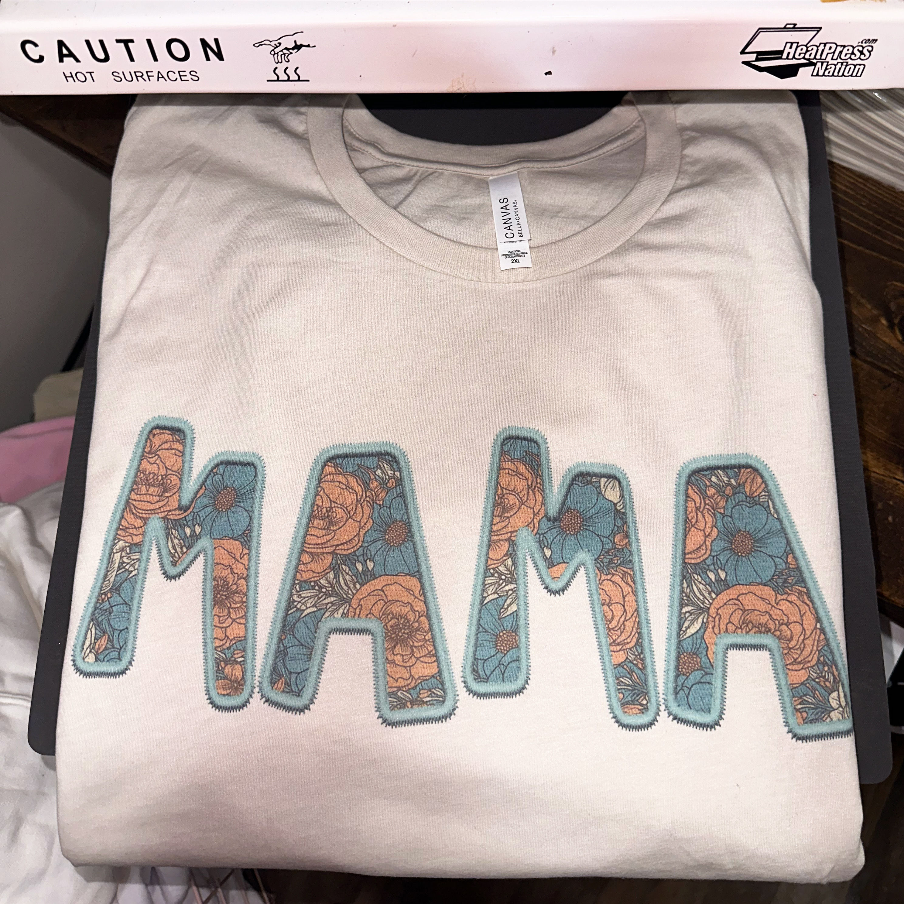 Faux embriodered mama 