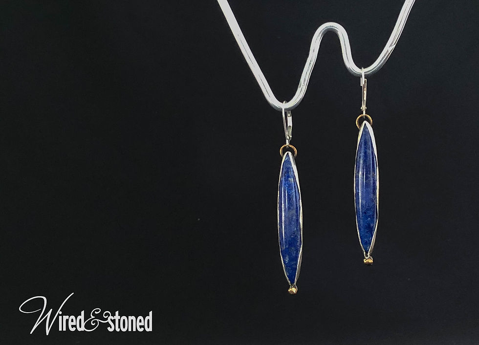 Thumbnail: Lapis Lazuli Long Dangle Earrings