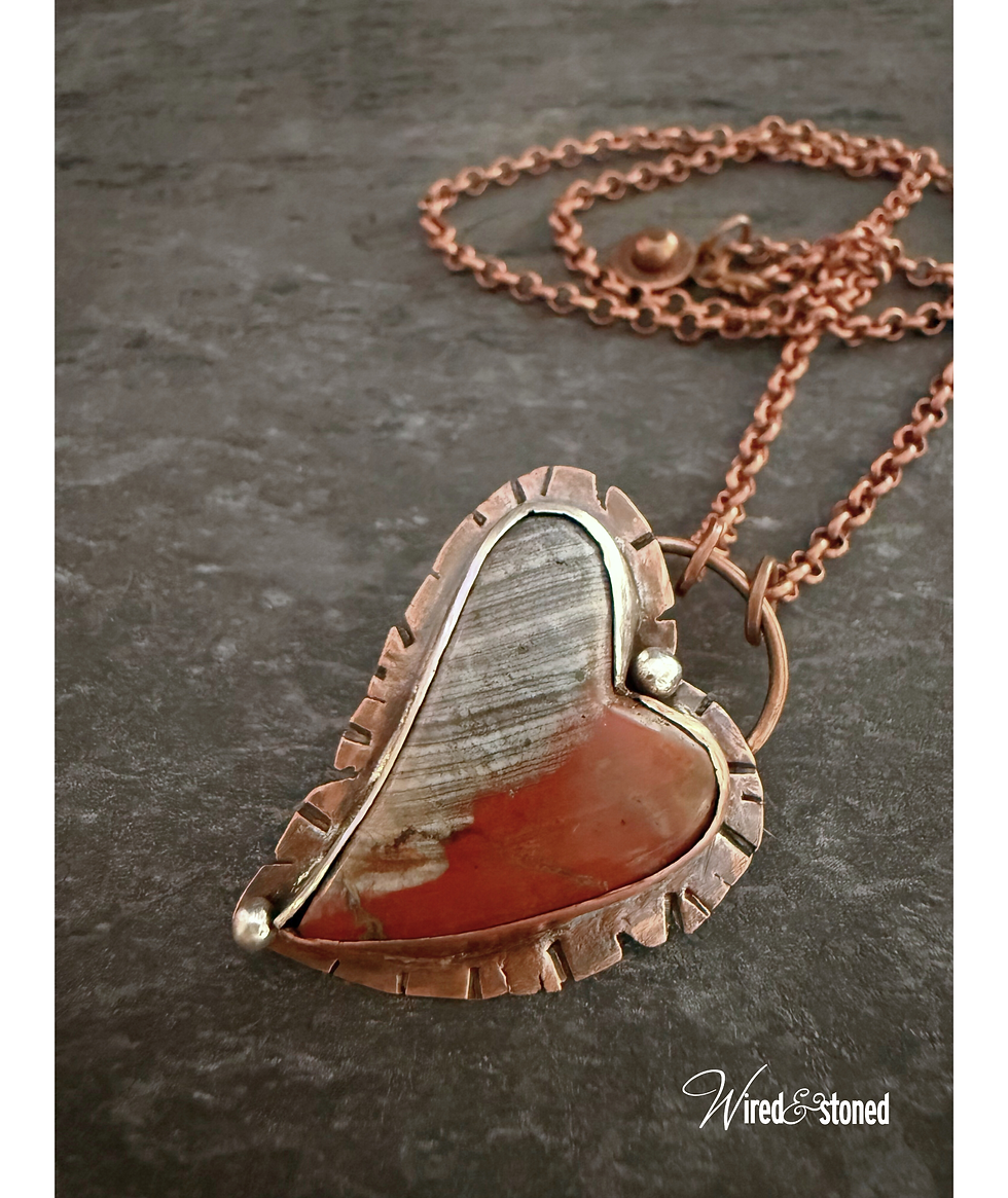 Petrified Wood Freeform Heart Necklace