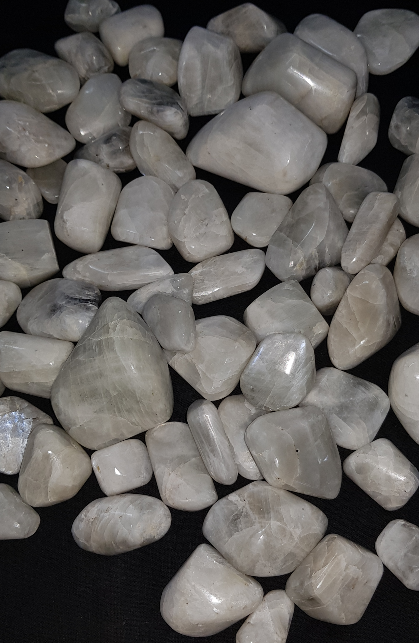 White Rainbow Moonstone Tumbled Stones