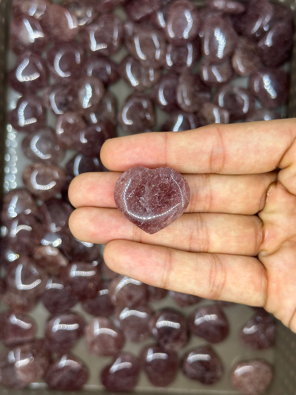 Miniature : Mini Strawberry Quartz Hearts