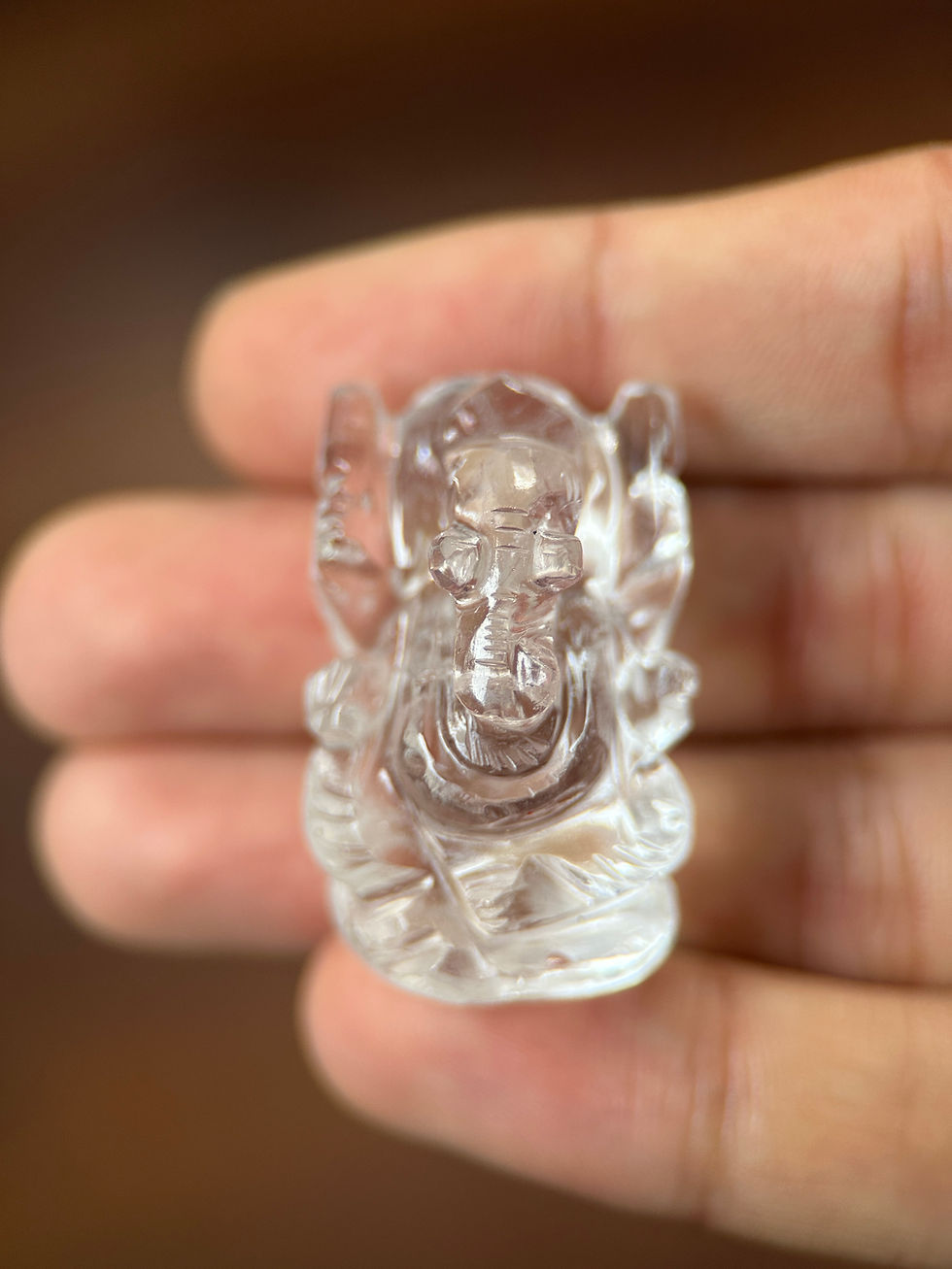 Miniature : Clear Quartz Ganesha - 1 inch