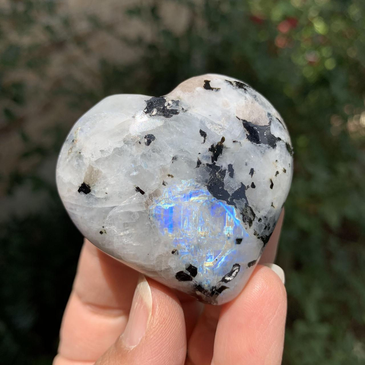 White Rainbow Moonstone Hearts (Big Sized 50-55 mm)