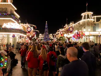 Main Street USA at the Magic Kingdom at Christmas