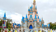 Magic Kingdom Cinderella Castle with low crowds during a calm park day at Walt Disney World