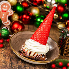 Santa Hat Brownie Sundae