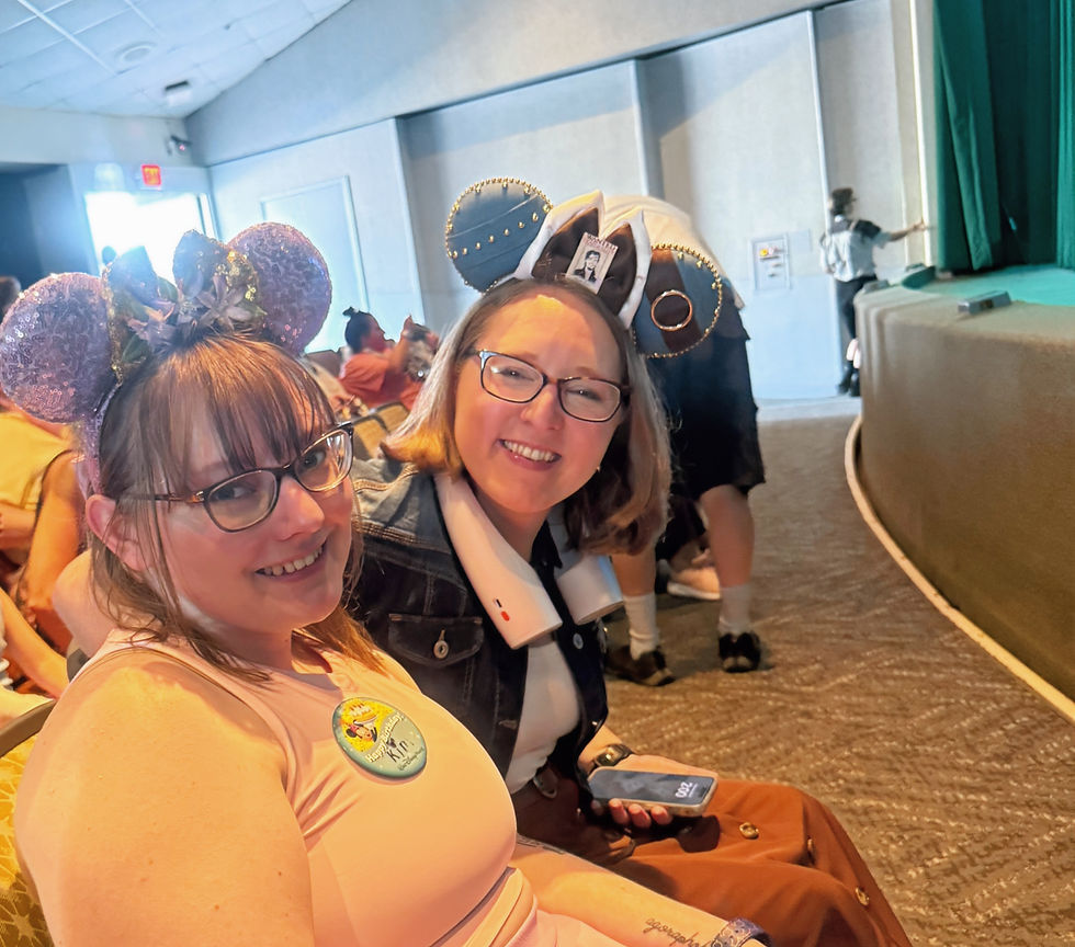 A family about to watch the Carousel of Progress in the Magic Kingdom.