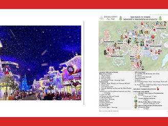 Hero image of Mickey’s Very Merry Christmas Party 2025 featuring custom map preview with character, cookie, and entertainment locations.