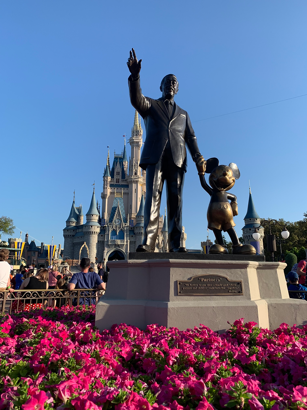 Partners Statue of Walt Disney and Mickey Mouse in front of Cinderella Castle in the Magic Kingdom