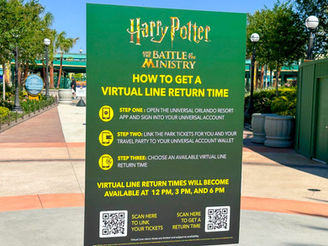 Sign for How to Get a Virtual Line Return Time at Epic Universe