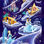 Cinderella and her prince dancing in front of the night stars, surrounded by other characters from Disney animated movies.