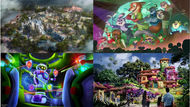 4 Disney Concept art images for upcoming new attractions or lands at Walt Disney World