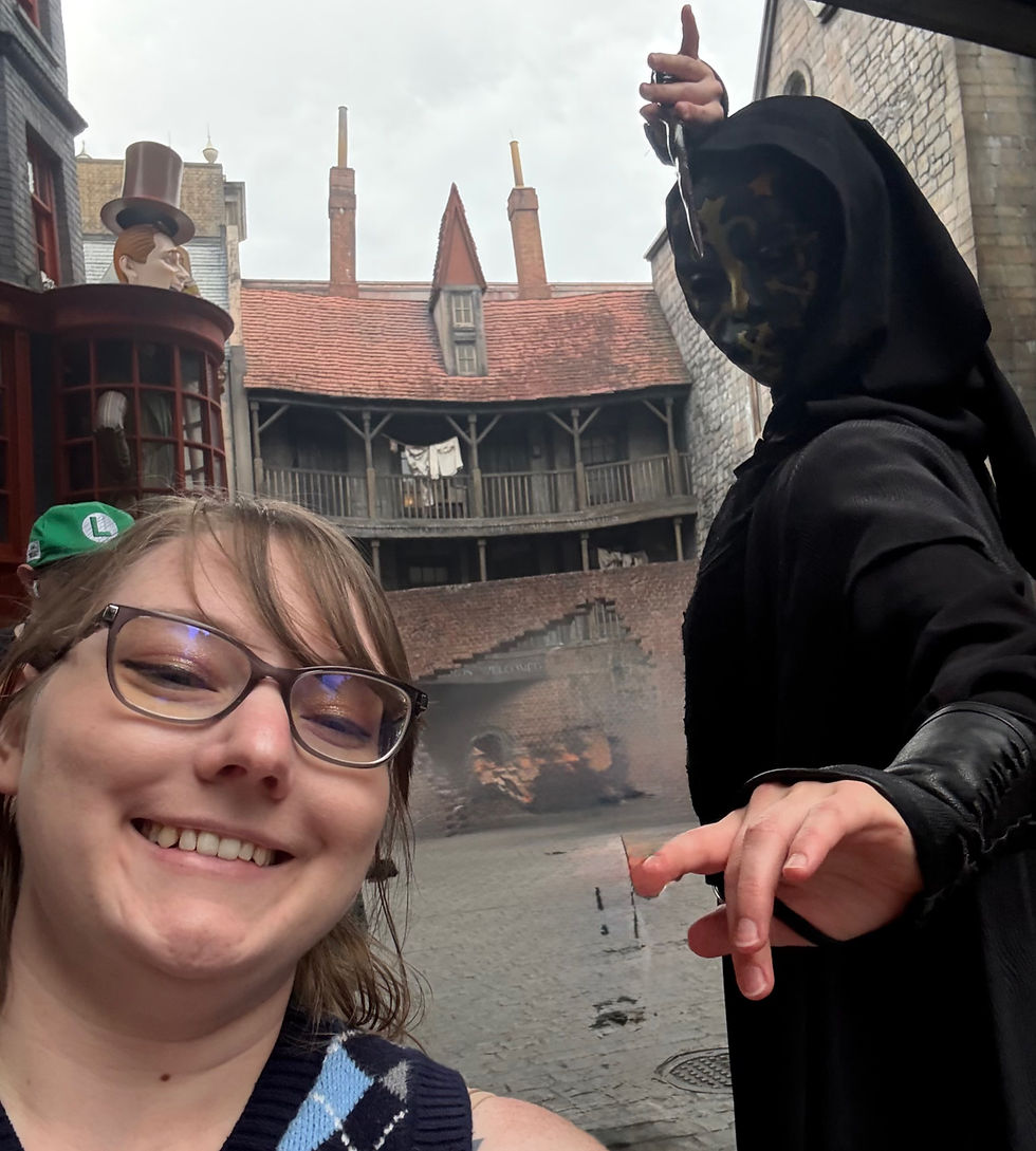 Kim loving the Death Eaters encounter in Diagon Alley