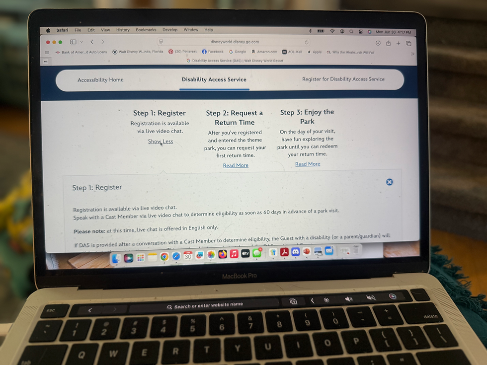 Portal for beginning the DAS application process on Disney.com