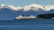 Disney Magic at port in Icy Straight Point, Alaska 