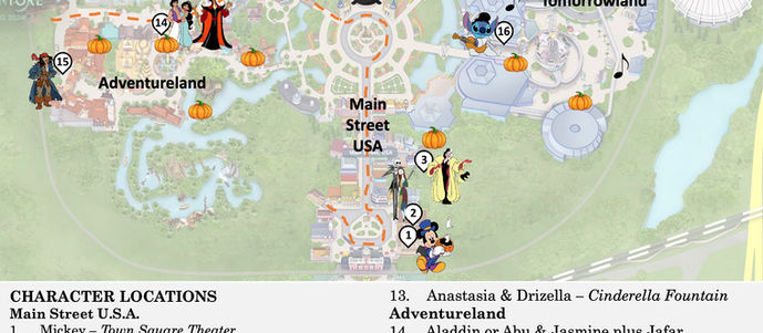 Preview of 2025 Mickey’s Not-So-Scary Halloween Party Map plus Sanderson Sisters stage show during Hocus Pocus Villain Spelltacular at Magic Kingdom