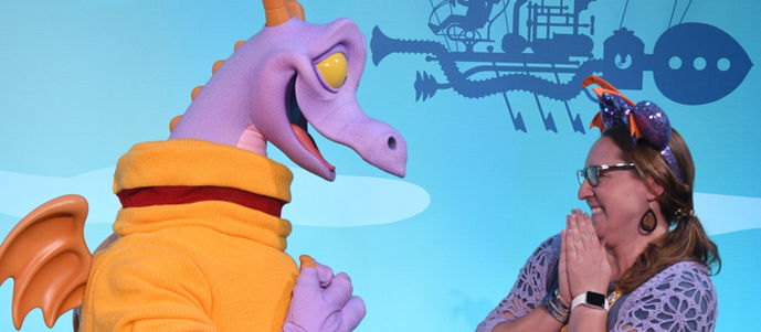 Lyn at a Figment character meet & greet in EPCOT