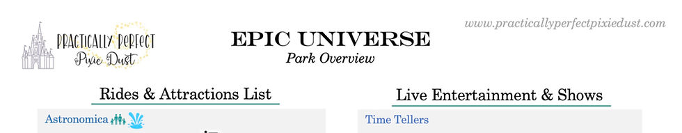 Universal Orlando Downloadable Cheat Sheets and Park Guides