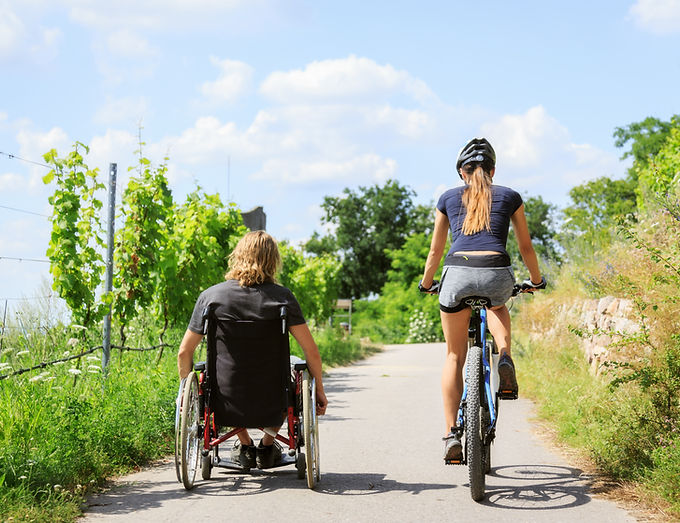 Cyclist and wheelchair user