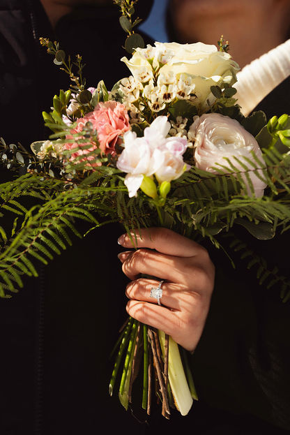 a hand holding flowers