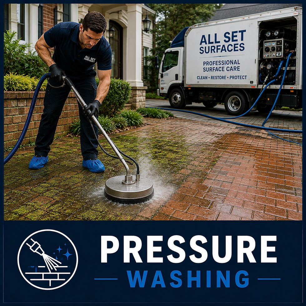 All Set Surfaces pressure washing service. cleaning moss off of brick in Los Angeles