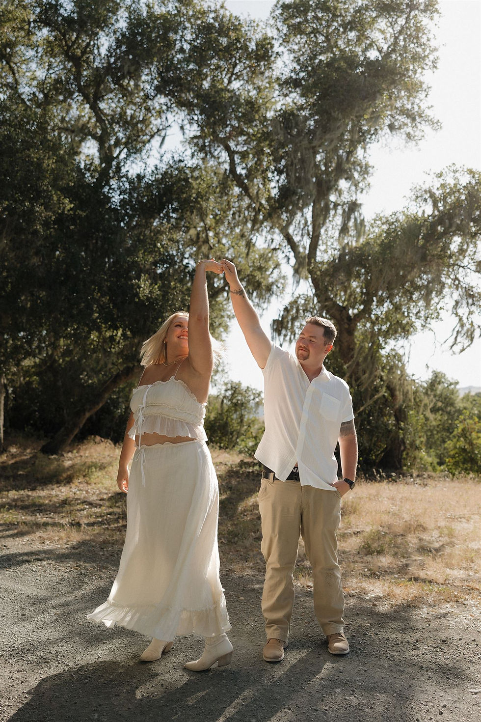 Emotional Paso Robles proposal photography with golden hour light.