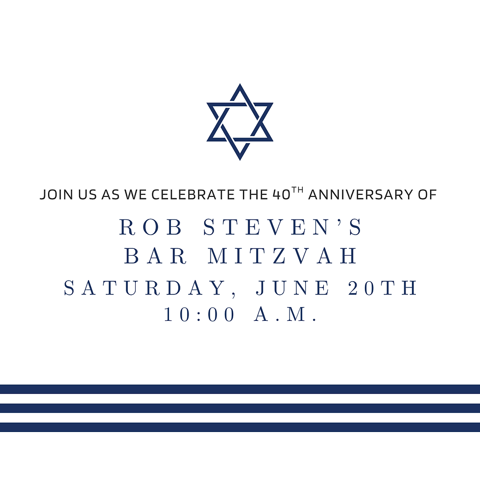 Shabbat Morning Celebrating Rob Steven's 40th Anniversary of his Bar Mitzvah and Potluck