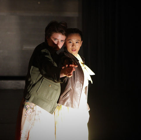 Katie and Jessica, dancers, in Duet for Four, choreographed by Alethea Alexander