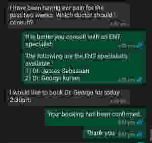 Whatsapp chatbot for recommending doctors and appointment booking for clinics & for hospitals
