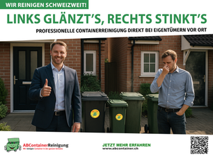 Containerreinigung Eigentümer, Hauseigentümer, Stockwerkeigentümer, Geruch vor dem Haus, madenfrei, geruchsfrei, Container reinigen lassen, ABContainer Schweiz, Einfamilienhaus, Mehrfamilienhaus