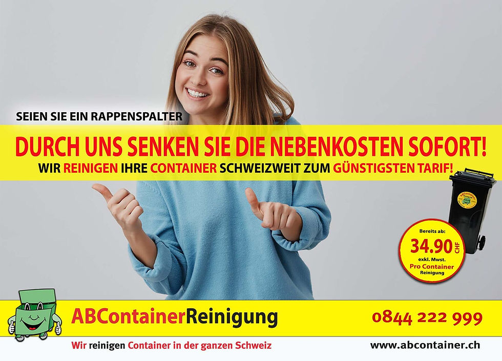Kostenoptimierung mit ABContainer: Professionelle Containerreinigung und Desinfektion zu günstigen Tarifen in der Schweiz. Senken Sie Ihre Nebenkosten und sorgen Sie gleichzeitig für eine hygienische Umgebung mit unserem effizienten Service