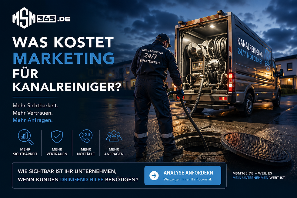 Moderner Kanalreinigungsdienst bei einem nächtlichen Einsatz mit professionell ausgestattetem Servicefahrzeug. Das Motiv steht für schnelle Hilfe, Vertrauen, Sichtbarkeit und professionelle Außenwirkung von Kanalreinigungsunternehmen. Ideal für Inhalte rund um Marketing für Kanalreiniger, Suchmaschinenoptimierung, Webseiten und die digitale Wahrnehmung von Notdienst- und Kanalservicebetrieben.