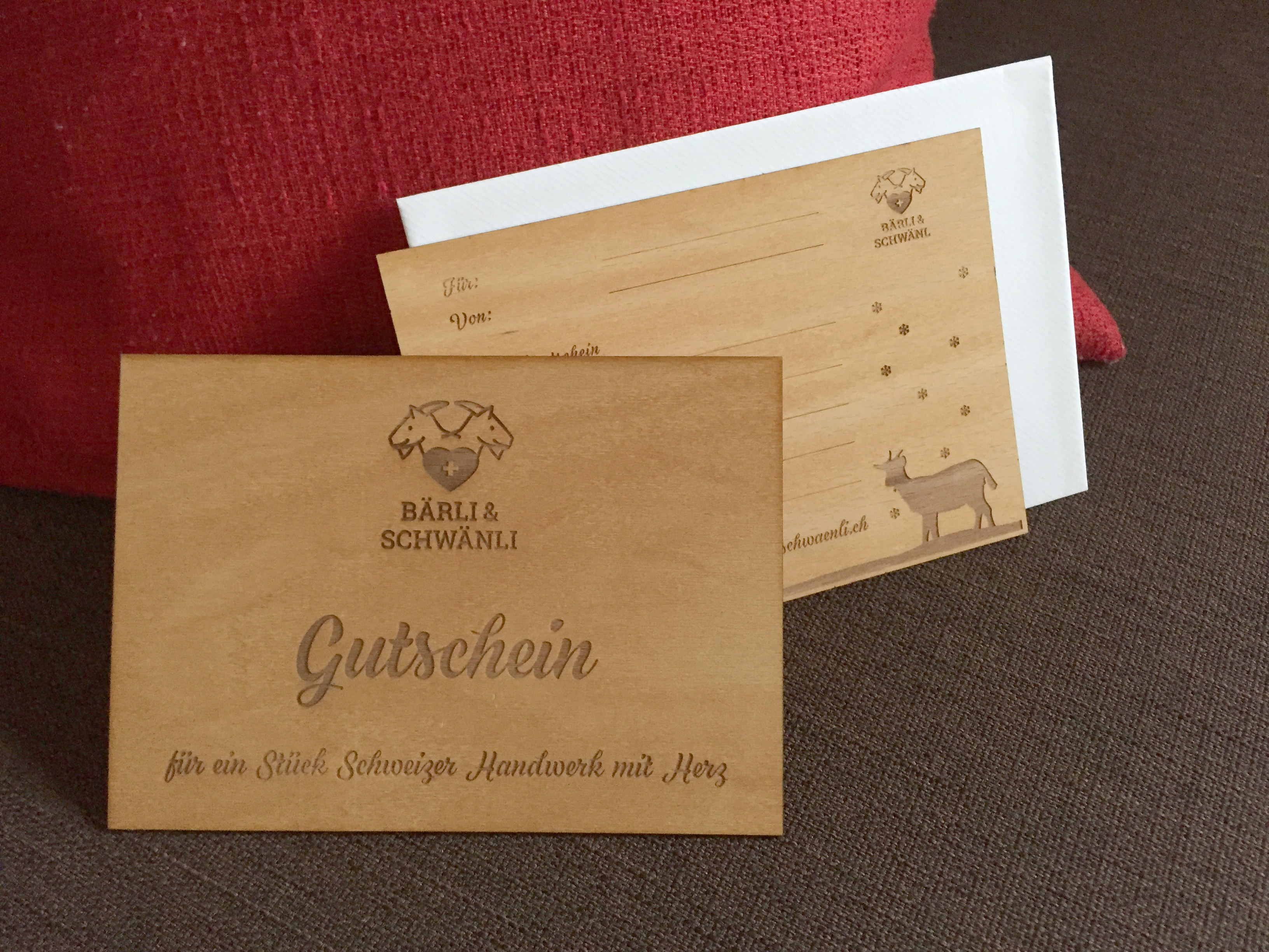 Holzpostkarte Gutschein