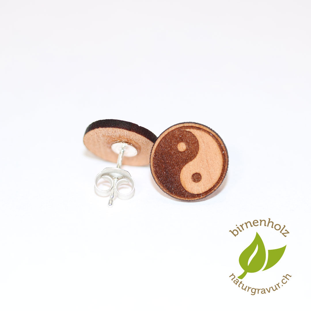 «YING YANG» OHRSTECKER WOOD