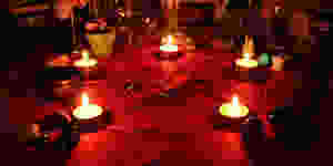 Elemental Spell with Red Pentagram Altar Cloth