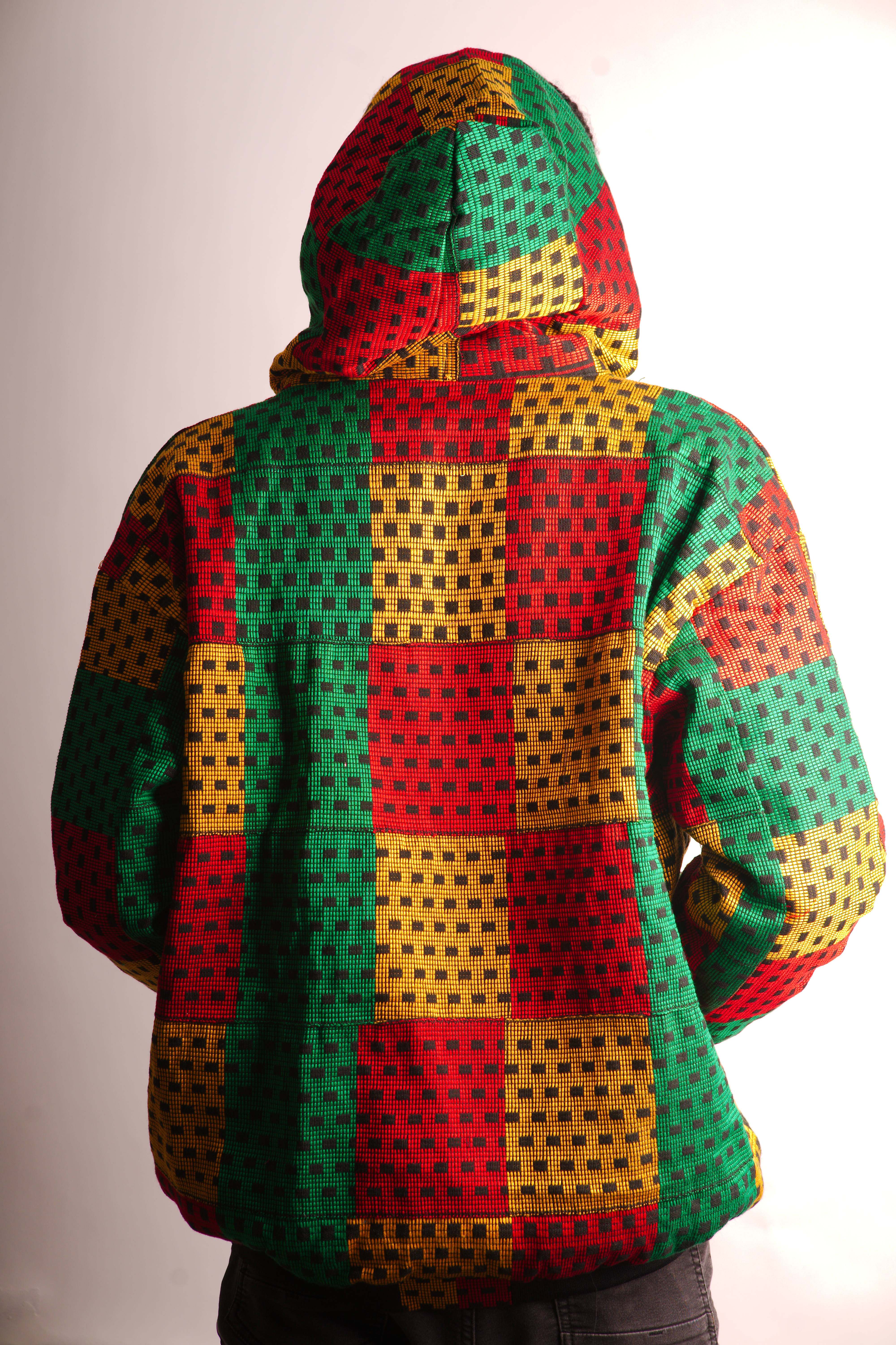 "Rasta Colors" Satin Lined Kente Hoodie
