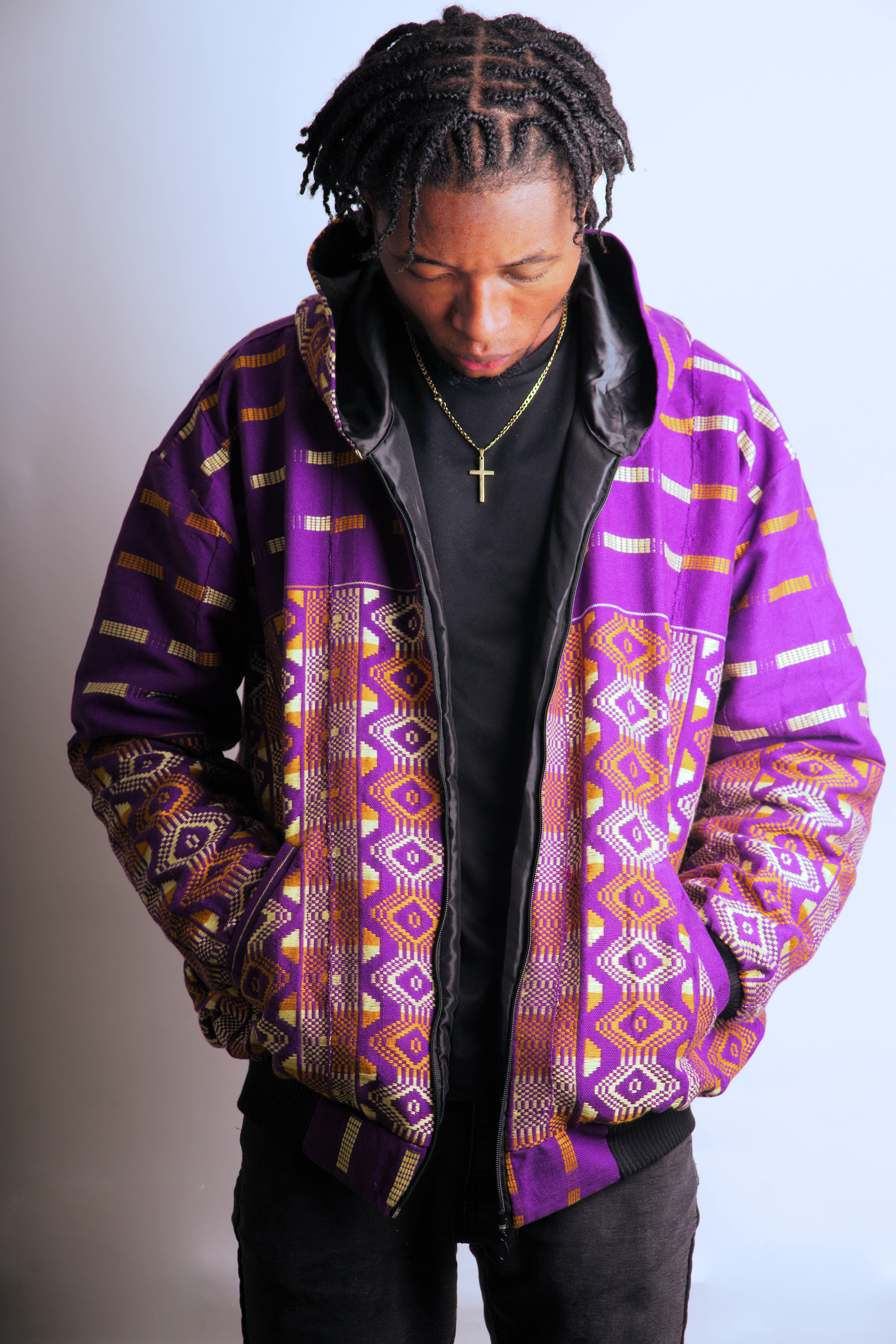 "Purple Reign" Satin Lined Kente Hoodie