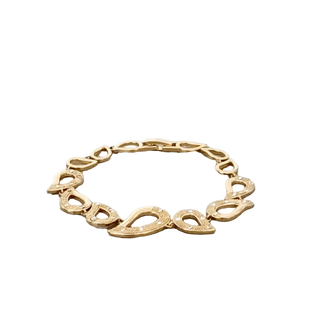 צמיד חוליות זהב עם זרקונים, צמיד לב זהב , צמיד זהב לערב, צמיד גורמט לאישה