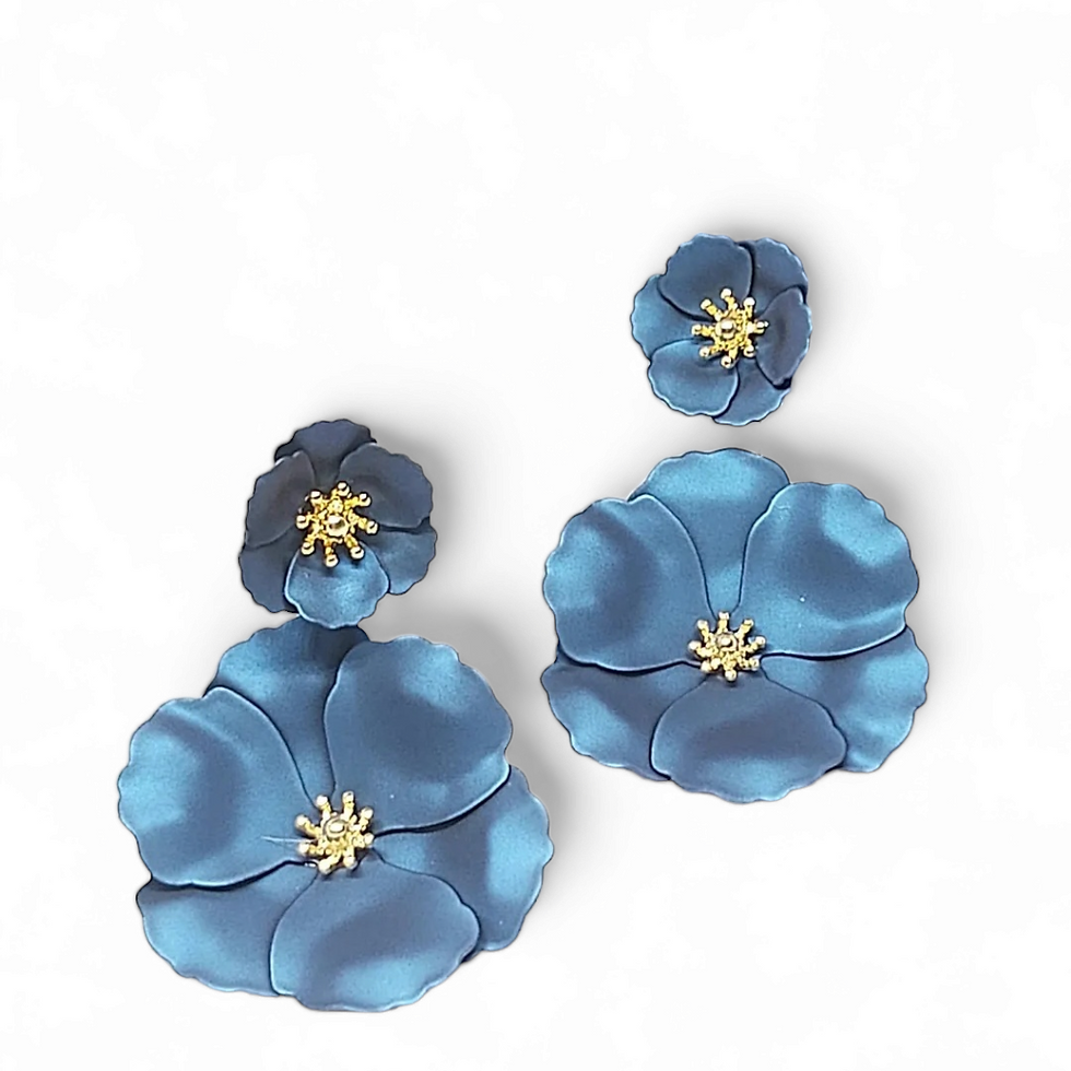 עגילים כחולים , עגילים בכחול וזהב , עגילים צמודים