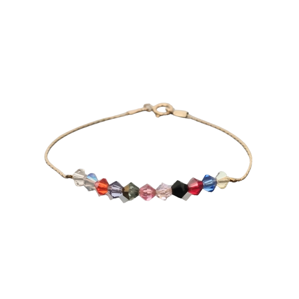 צמיד צבעוני עדין לאישה - צמיד צבעוני זהב לאישה - צמיד צבעוני קריסטל