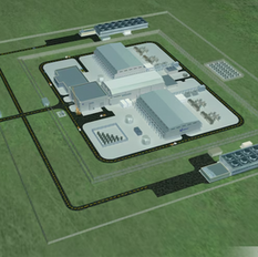 (Photo courtesy of NuScale) Twenty-nine Utah municipalities are exploring small nuclear modular reactor technology to power their cities in a world without coal. This mockup shows an aerial view of the 12-module plant site at Idaho National Laboratory in Idaho Falls.