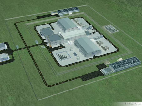(Photo courtesy of NuScale) Twenty-nine Utah municipalities are exploring small nuclear modular reactor technology to power their cities in a world without coal. This mockup shows an aerial view of the 12-module plant site at Idaho National Laboratory in Idaho Falls.
