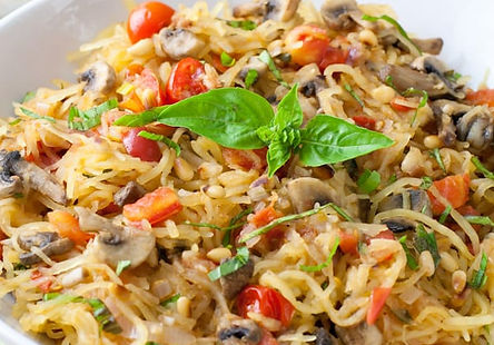 Spaghetti Squash Pasta With Mushrooms and Tomatoes