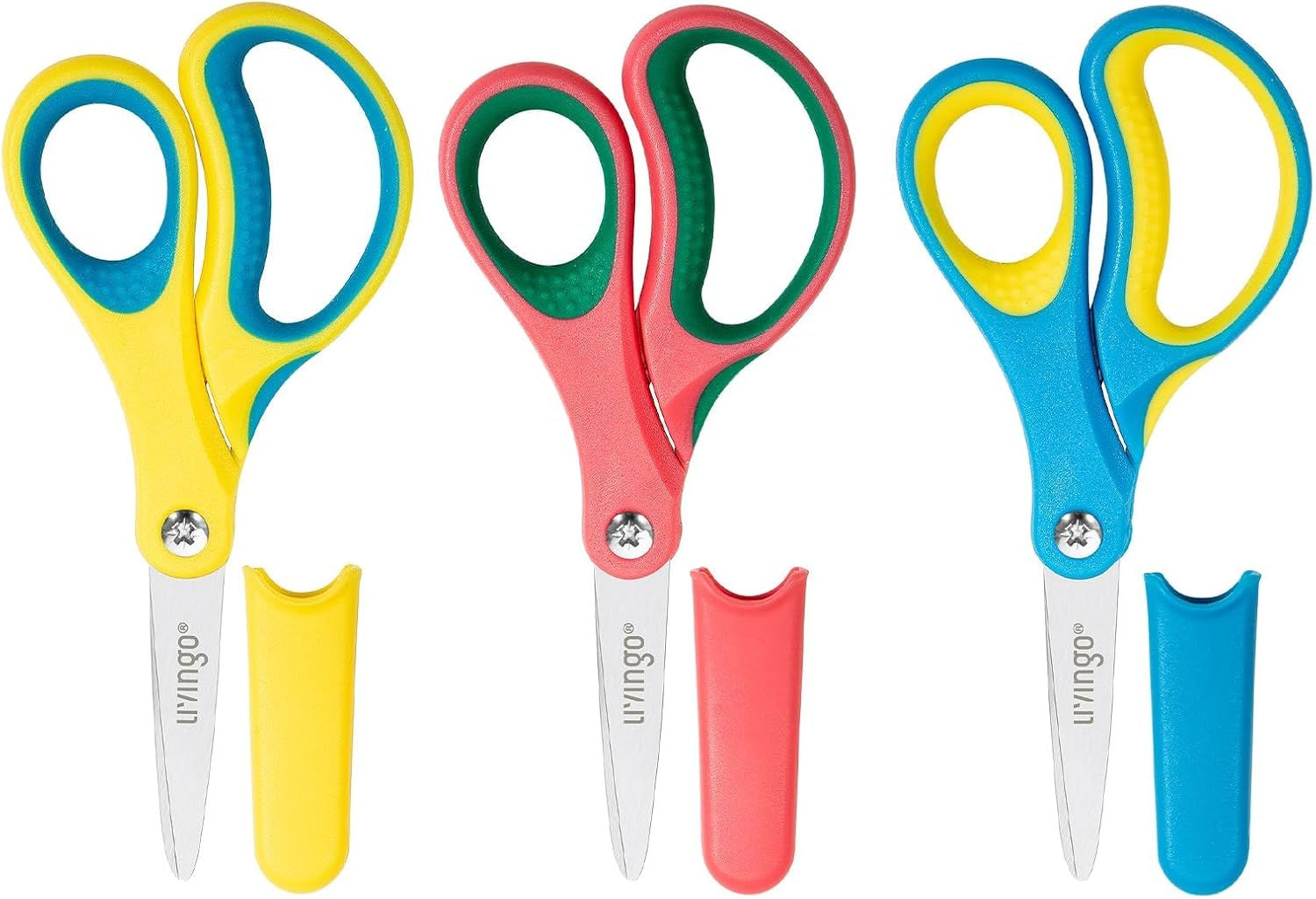LIVINGO Kids Scissors 3 Pack, 5" Blunt Safety School Craft