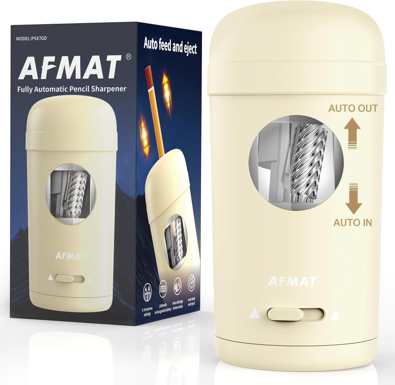 AFMAT Electric Pencil Sharpener, Fully Automatic Pencil Sharpener for 7-8mm Pen
