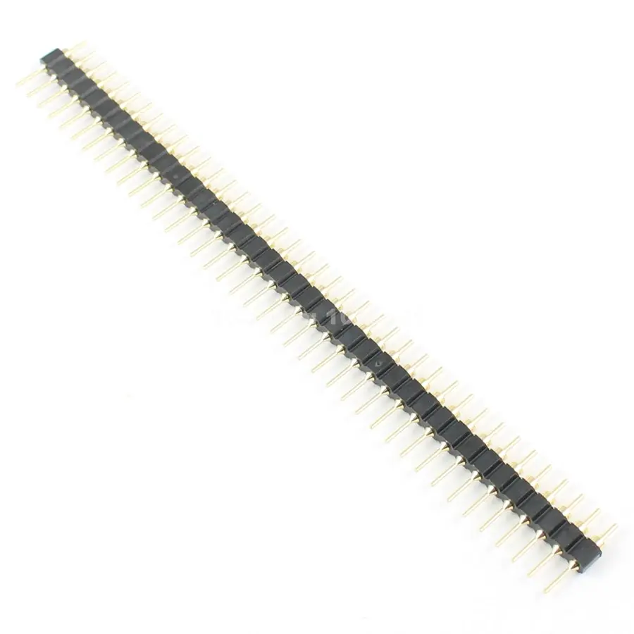 Thumbnail: 10pcs Gold Plated 2.54mm Male 40 Pin Single Row Straight Round Pin Header Strip