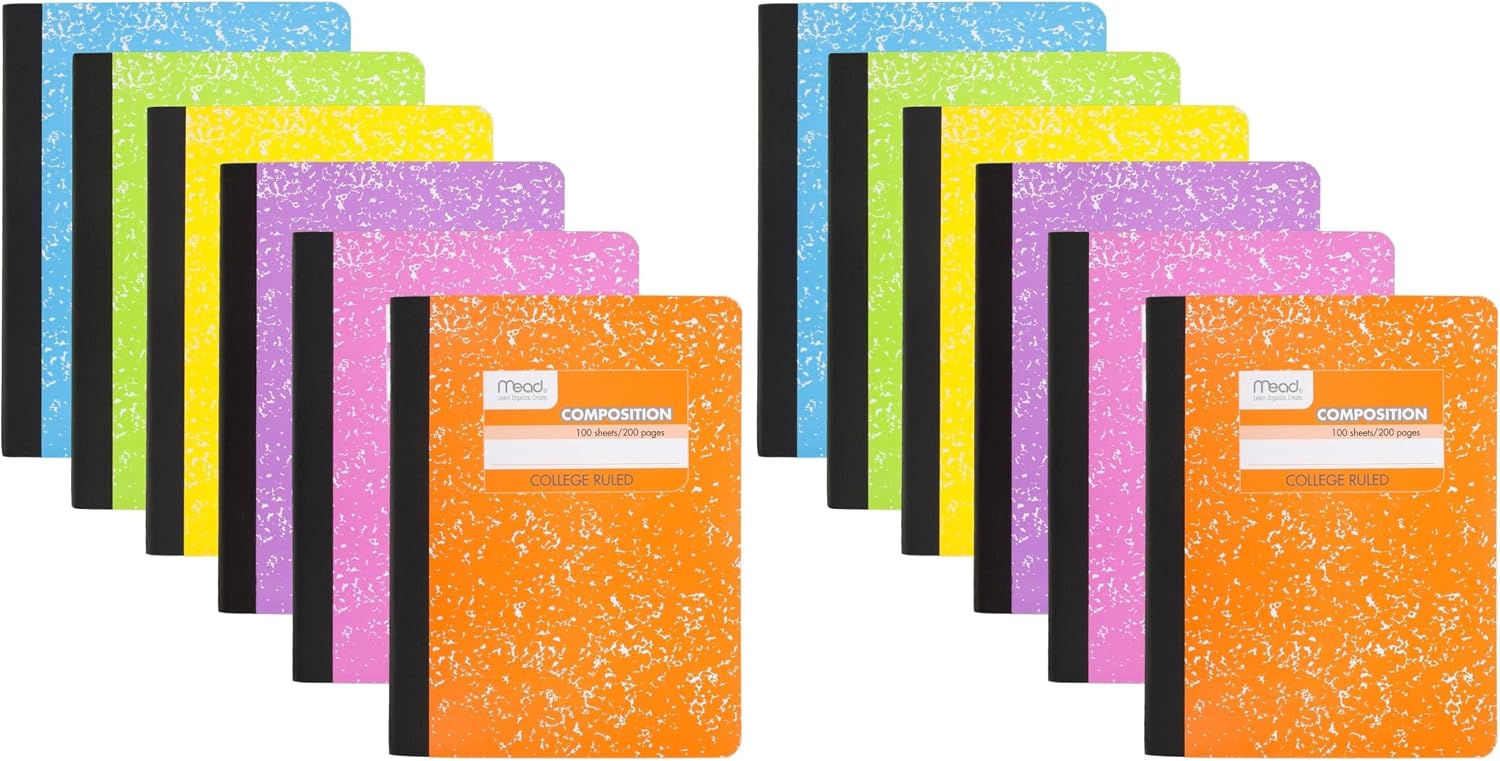 Mead Composition Notebook, Wide Ruled Paper, 7-1/2" x 9-3/4", 100 Sheets per Co