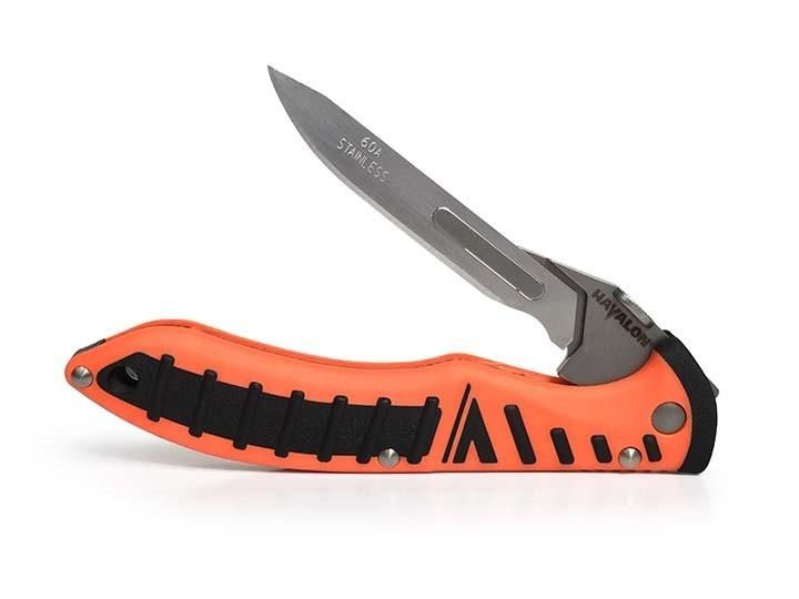 Thumbnail: Havalon Piranta Forge Orange Knife Set XTC-60ARHO knife quarter way opened up